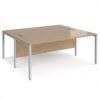 Maestro 25 back to back straight desks 1800mm x 1600mm - silver bench leg frame Kendal Oak Top - MB1816BSKO
