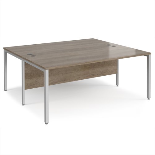 Maestro 25 back to back straight desks 1800mm x 1600mm - silver bench leg frame Nebraska Oak Top - MB1816BSNO