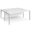 Maestro 25 back to back straight desks 1800mm x 1600mm - silver bench leg frame White Top - MB1816BSWH