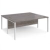 Maestro 25 back to back straight desks 1800mm x 1600mm - white bench leg frame Grey Oak Top - MB1816BWHGO