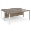 Maestro 25 back to back straight desks 1800mm x 1600mm - white bench leg frame Nebraska Oak Top - MB1816BWHNO