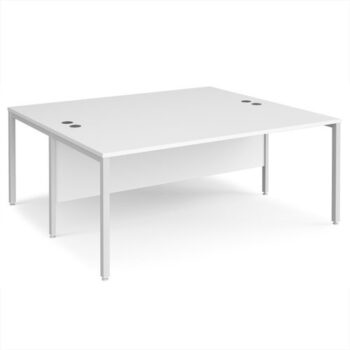 Maestro 25 back to back straight desks 1800mm x 1600mm - white bench leg frame White Top - MB1816BWHWH