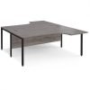 Maestro 25 back to back ergonomic desks 1800mm deep - black bench leg frame Grey Oak Top - MB18EBKGO
