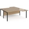 Maestro 25 back to back ergonomic desks 1800mm deep - black bench leg frame Kendal Oak Top - MB18EBKKO