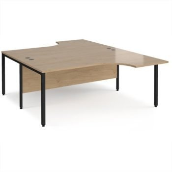 Maestro 25 back to back ergonomic desks 1800mm deep - black bench leg frame Kendal Oak Top - MB18EBKKO