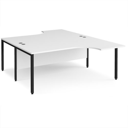 Maestro 25 back to back ergonomic desks 1800mm deep - black bench leg frame White Top - MB18EBKWH