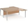 Maestro 25 back to back ergonomic desks 1800mm deep - silver bench leg frame Beech top - MB18EBSB