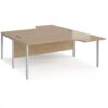 Maestro 25 back to back ergonomic desks 1800mm deep - silver bench leg frame Kendal Oak Top - MB18EBSKO