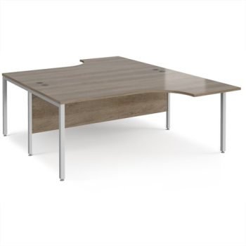 Maestro 25 back to back ergonomic desks 1800mm deep - silver bench leg frame Nebraska Oak Top - MB18EBSNO