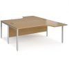 Maestro 25 back to back ergonomic desks 1800mm deep - silver bench leg frame Oak Top - MB18EBSO
