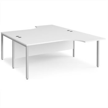 Maestro 25 back to back ergonomic desks 1800mm deep - silver bench leg frame White Top - MB18EBSWH