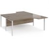 Maestro 25 back to back ergonomic desks 1800mm deep - white bench leg frame Nebraska Oak Top - MB18EBWHNO