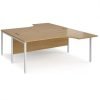 Maestro 25 back to back ergonomic desks 1800mm deep - white bench leg frame Oak Top - MB18EBWHO