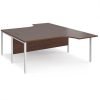 Maestro 25 back to back ergonomic desks 1800mm deep - white bench leg frame Walnut top - MB18EBWHW