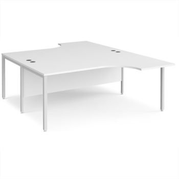 Maestro 25 back to back ergonomic desks 1800mm deep - white bench leg frame White Top - MB18EBWHWH
