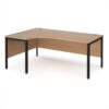 Maestro 25 left hand ergonomic desk 1800mm wide - black bench leg frame Beech top - MB18ELKB