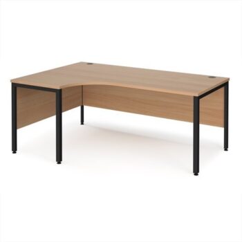 Maestro 25 left hand ergonomic desk 1800mm wide - black bench leg frame Beech top - MB18ELKB