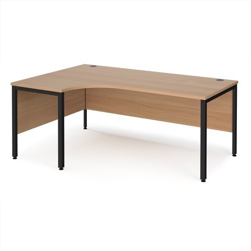 Maestro 25 left hand ergonomic desk 1800mm wide - black bench leg frame Beech top - MB18ELKB