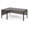 Maestro 25 left hand ergonomic desk 1800mm wide - black bench leg frame Grey Oak Top - MB18ELKGO