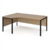 Maestro 25 left hand ergonomic desk 1800mm wide - black bench leg frame Kendal Oak Top - MB18ELKKO