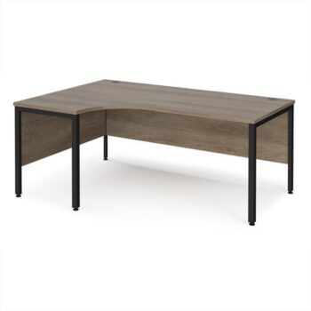 Maestro 25 left hand ergonomic desk 1800mm wide - black bench leg frame Nebraska Oak Top - MB18ELKNO
