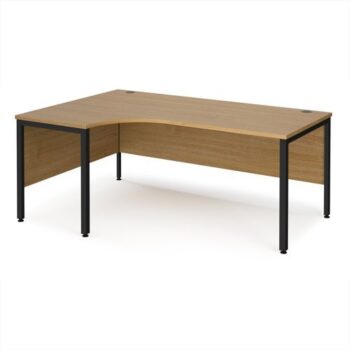 Maestro 25 left hand ergonomic desk 1800mm wide - black bench leg frame Oak Top - MB18ELKO