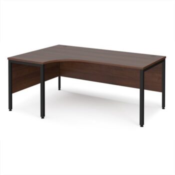 Maestro 25 left hand ergonomic desk 1800mm wide - black bench leg frame Walnut top - MB18ELKW