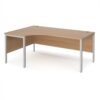 Maestro 25 left hand ergonomic desk 1800mm wide - silver bench leg frame Beech top - MB18ELSB