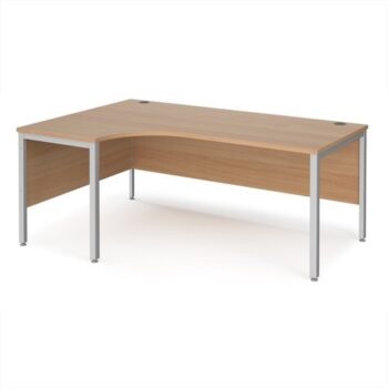 Maestro 25 left hand ergonomic desk 1800mm wide - silver bench leg frame Beech top - MB18ELSB