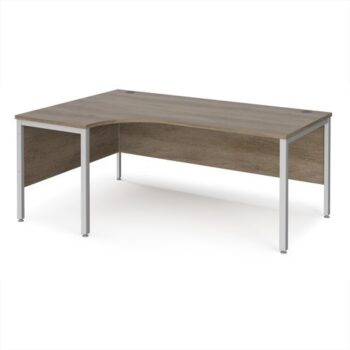 Maestro 25 left hand ergonomic desk 1800mm wide - silver bench leg frame Nebraska Oak Top - MB18ELSNO
