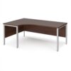 Maestro 25 left hand ergonomic desk 1800mm wide - silver bench leg frame Walnut top - MB18ELSW