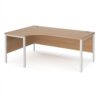 Maestro 25 left hand ergonomic desk 1800mm wide - white bench leg frame Beech top - MB18ELWHB