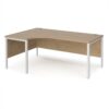 Maestro 25 left hand ergonomic desk 1800mm wide - white bench leg frame Kendal Oak Top - MB18ELWHKO