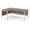 Maestro 25 left hand ergonomic desk 1800mm wide - white bench leg frame Nebraska Oak Top - MB18ELWHNO