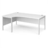 Maestro 25 left hand ergonomic desk 1800mm wide - white bench leg frame White Top - MB18ELWHWH
