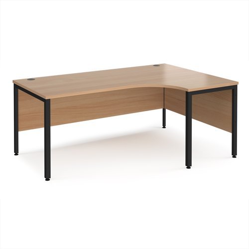 Maestro 25 right hand ergonomic desk 1800mm wide - black bench leg frame Beech top - MB18ERKB