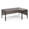 Maestro 25 right hand ergonomic desk 1800mm wide - black bench leg frame Grey Oak Top - MB18ERKGO