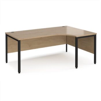 Maestro 25 right hand ergonomic desk 1800mm wide - black bench leg frame Kendal Oak Top - MB18ERKKO