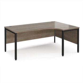 Maestro 25 right hand ergonomic desk 1800mm wide - black bench leg frame Nebraska Oak Top - MB18ERKNO