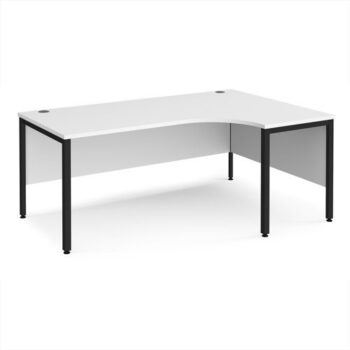Maestro 25 right hand ergonomic desk 1800mm wide - black bench leg frame White Top - MB18ERKWH