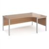 Maestro 25 right hand ergonomic desk 1800mm wide - silver bench leg frame Beech top - MB18ERSB