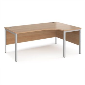 Maestro 25 right hand ergonomic desk 1800mm wide - silver bench leg frame Beech top - MB18ERSB