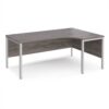 Maestro 25 right hand ergonomic desk 1800mm wide - silver bench leg frame Grey Oak Top - MB18ERSGO