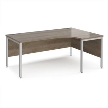 Maestro 25 right hand ergonomic desk 1800mm wide - silver bench leg frame Nebraska Oak Top - MB18ERSNO