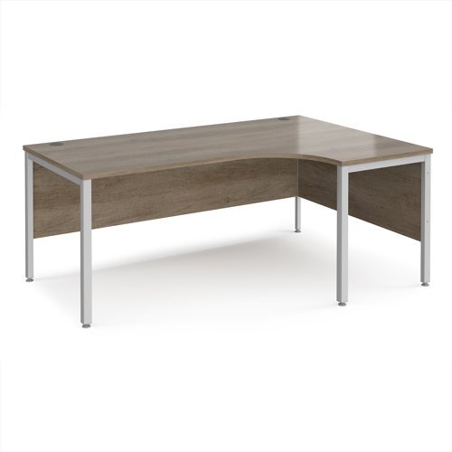 Maestro 25 right hand ergonomic desk 1800mm wide - silver bench leg frame Nebraska Oak Top - MB18ERSNO