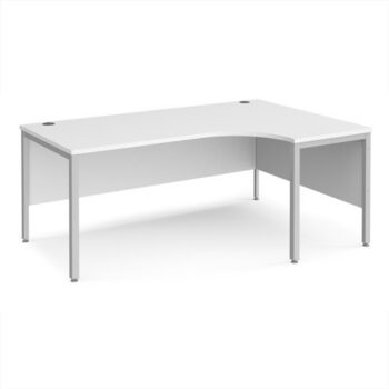 Maestro 25 right hand ergonomic desk 1800mm wide - silver bench leg frame White Top - MB18ERSWH