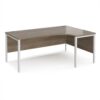Maestro 25 right hand ergonomic desk 1800mm wide - white bench leg frame Nebraska Oak Top - MB18ERWHNO