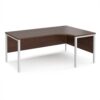Maestro 25 right hand ergonomic desk 1800mm wide - white bench leg frame Walnut top - MB18ERWHW