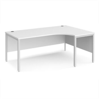Maestro 25 right hand ergonomic desk 1800mm wide - white bench leg frame White Top - MB18ERWHWH