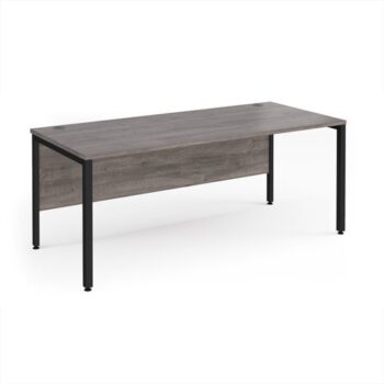 Maestro 25 straight desk 1800mm x 800mm - black bench leg frame Grey Oak Top - MB18KGO